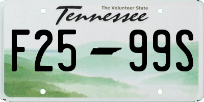 TN license plate F2599S