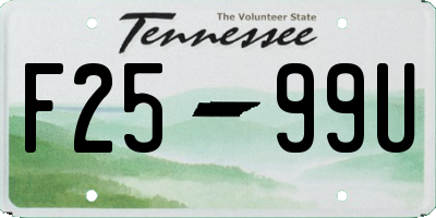 TN license plate F2599U