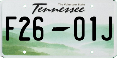 TN license plate F2601J