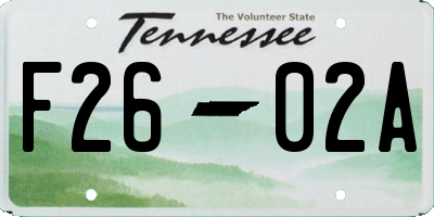 TN license plate F2602A