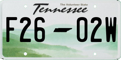 TN license plate F2602W
