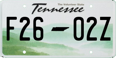 TN license plate F2602Z
