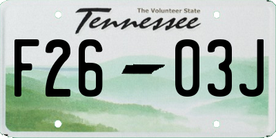 TN license plate F2603J