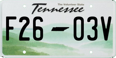TN license plate F2603V
