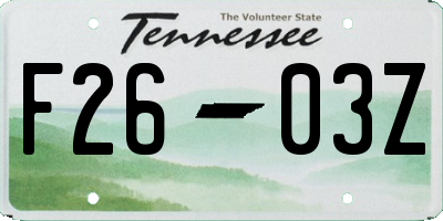TN license plate F2603Z