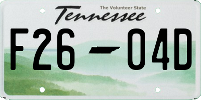 TN license plate F2604D