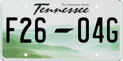 TN license plate F2604G