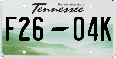 TN license plate F2604K