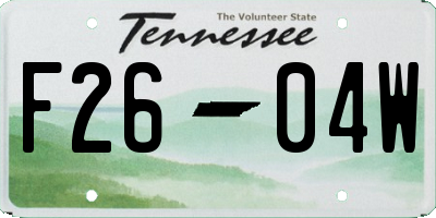 TN license plate F2604W