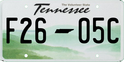 TN license plate F2605C
