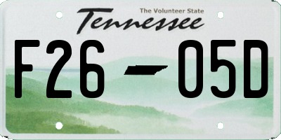 TN license plate F2605D