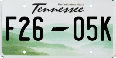 TN license plate F2605K