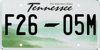 TN license plate F2605M