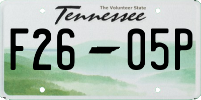 TN license plate F2605P