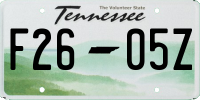 TN license plate F2605Z
