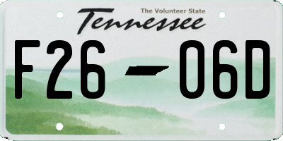 TN license plate F2606D