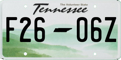 TN license plate F2606Z