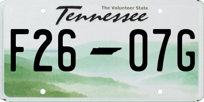 TN license plate F2607G
