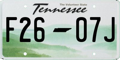 TN license plate F2607J