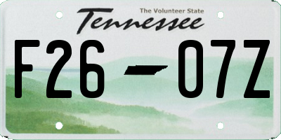 TN license plate F2607Z