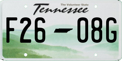 TN license plate F2608G