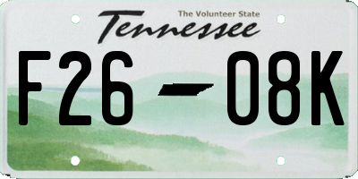 TN license plate F2608K