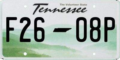 TN license plate F2608P