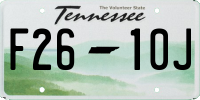 TN license plate F2610J