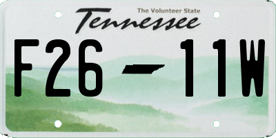 TN license plate F2611W