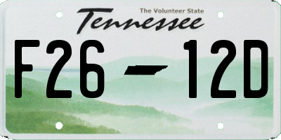 TN license plate F2612D