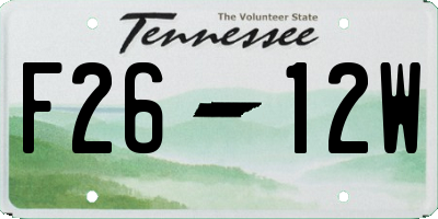 TN license plate F2612W