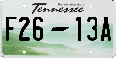 TN license plate F2613A