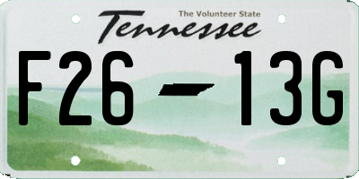 TN license plate F2613G