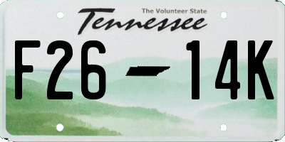 TN license plate F2614K