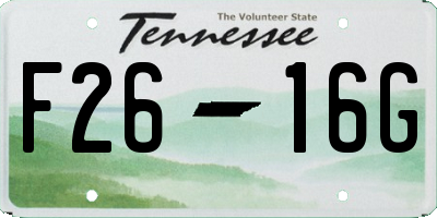 TN license plate F2616G
