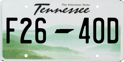 TN license plate F2640D