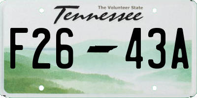 TN license plate F2643A