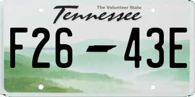 TN license plate F2643E