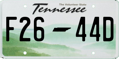 TN license plate F2644D
