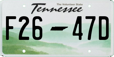 TN license plate F2647D