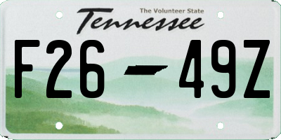 TN license plate F2649Z
