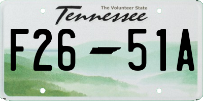 TN license plate F2651A