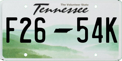 TN license plate F2654K