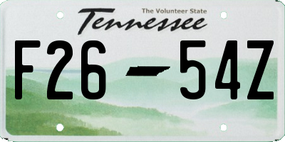 TN license plate F2654Z