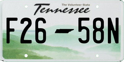 TN license plate F2658N