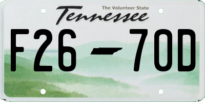 TN license plate F2670D