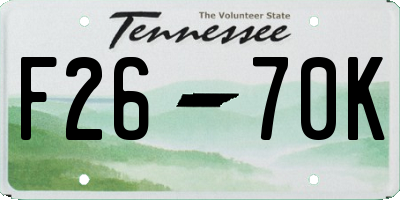 TN license plate F2670K