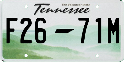 TN license plate F2671M