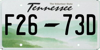 TN license plate F2673D