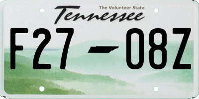 TN license plate F2708Z